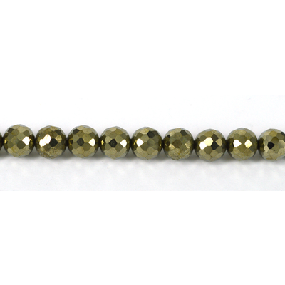 Pyrite Faceted Round 8mm beads per strand 27 beads