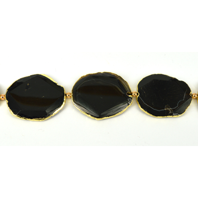 Agate Black oval app 55x45mm Gold colour