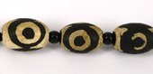 Tibetan Agate  28x20mm Matt Olive-beads incl pearls-Beadthemup