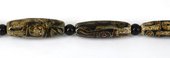 Tibetan Agate 40x12mm Olive Bead-beads incl pearls-Beadthemup