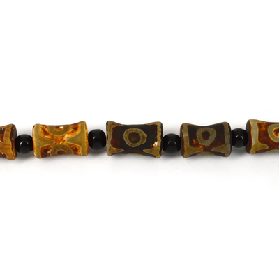 Tibetan Agate 23x14mm Flared Tube Bead