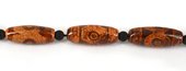 Tibetan Agate 28x12mm Olive Bead-beads incl pearls-Beadthemup