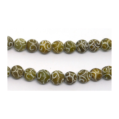Jade dyed hand Carved Round 12mm EACH BEAD