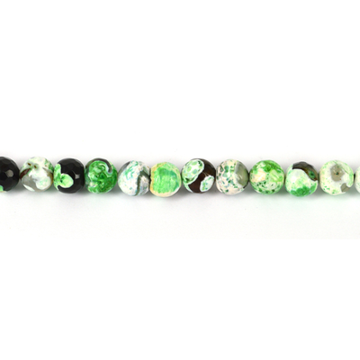 Agate Dyed Green Crackled Faceted Round 10mm