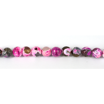 Agate Dyed Pink Crackled Faceted Round 10mm