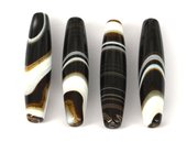 Banded Agate Polished Olive 26x12mm EACH-beads incl pearls-Beadthemup