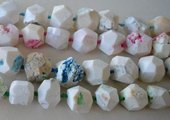 White Agate Dyed approx 20mm Faceted Nugg-beads incl pearls-Beadthemup