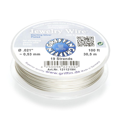 Jewellery wire 0.35mm Silver plated 3M