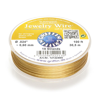 Jewellery wire 19 strand 0.45 GOLD PLATE 3M