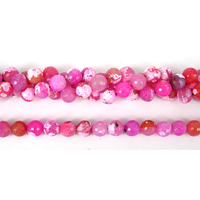 Agate Dyed pink Faceted Round 12mm beads per strand 33Beads