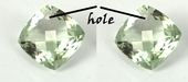 Green Amethyst Crn/drill cushion 15mm pair-beads incl pearls-Beadthemup