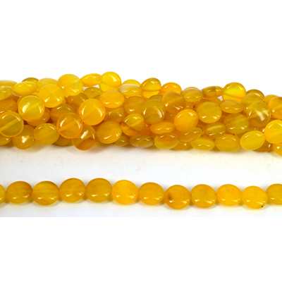 Agate dyed yellow Polished Flat Round 12mm strand