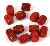Coral RED carvd barrel app.20x16mm EACH-beads incl pearls-Beadthemup