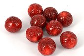 Coral RED carved Round approx 18mm EACH-beads incl pearls-Beadthemup