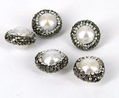 Fresh Water Round Pearl Pave w/crystals 11mm EAC-beads incl pearls-Beadthemup
