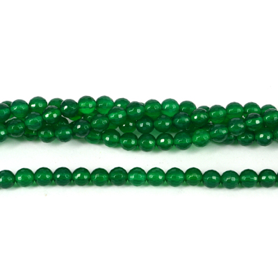 Agate Dyed Green Faceted Round 6mm beads per strand 64Beads
