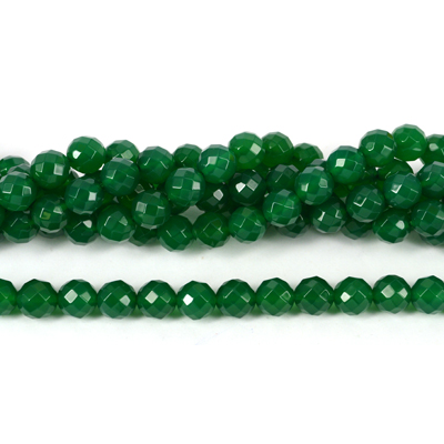 Agate Dyed Green Faceted Round 8mm beads per strand 48Beads