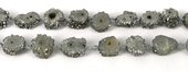 Agate Druzy Geode SILVER app 10mm EACH-beads incl pearls-Beadthemup
