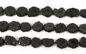 Agate Druzy Geode BLACK app 17mm EACH-beads incl pearls-Beadthemup