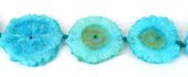 Agate Geode with druzy Aqua EACH app 55m-beads incl pearls-Beadthemup