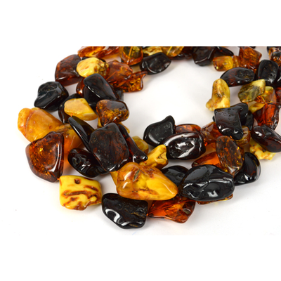 Amber nugget Polished Necklace approx 65cm