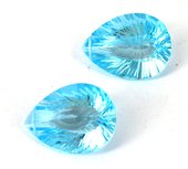 Blue Topaz Faceted Briolette 19x15mm PAIR-beads incl pearls-Beadthemup