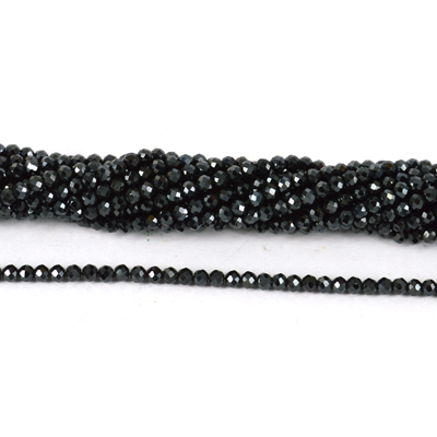 Black Spinel Coated Faceted Round 3mm beads per strand