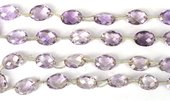 Pink Amethyst Faceted Oval 2 hole bead app 1-beads incl pearls-Beadthemup