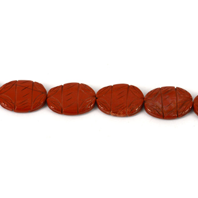 Red Jasper carved Oval 15x20mm EACH bead