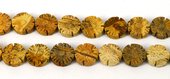 Picture Jasper Carved flat  Flower 16mm EACH-beads incl pearls-Beadthemup
