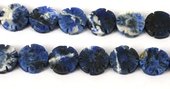 Sodalite Carved flat  Flower 16mm EACH-beads incl pearls-Beadthemup