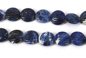 Sodalite Carved Flat round 18mm EACH-beads incl pearls-Beadthemup