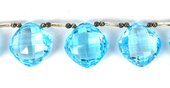 Blue Topaz Fac T/Drill Cushion 16mm EACH-beads incl pearls-Beadthemup
