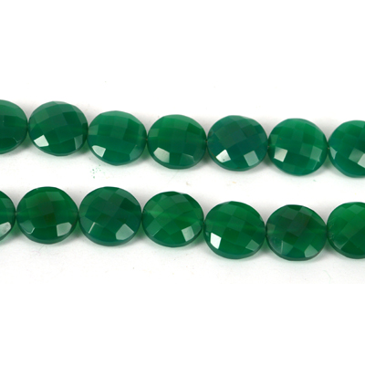 Green Onyx Faceted Coin 14mm EACH