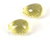 Lemon Quartz Faceted Briolette 16x12mm pair-beads incl pearls-Beadthemup