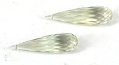 Green Amethyst Faceted Briolette 25x7mm pair-beads incl pearls-Beadthemup