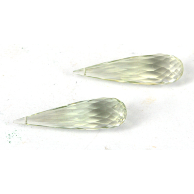 Green Amethyst Faceted Briolette 25x7mm pair