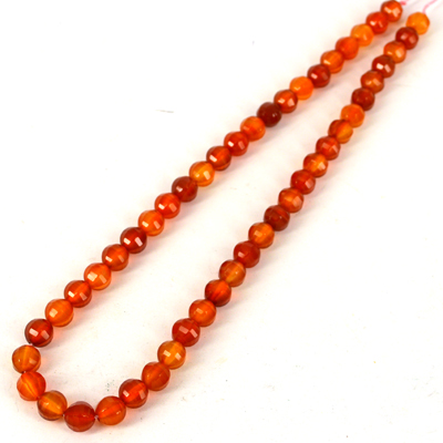 Carnelian 8mm Faceted 8 sided Round strand
