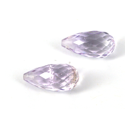 Amethyst A- Faceted Briolette 10x20mm Pair