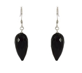 Onyx Sterling Silver Faceted Earring stone 10x20mm-jewellery-Beadthemup