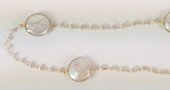 Vermeil & Fresh Water Pearl Chain encased pearl every 10cm per 50cm-beads incl pearls-Beadthemup