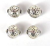 Silver Plate Copper Bead Round 14x16mm 4 pack-findings-Beadthemup