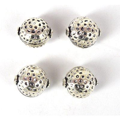 Silver Plate Copper Bead Round 14x16mm 4 pack