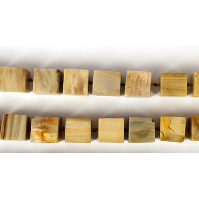 Wood Opalite a grade matt cube 11mm EACH BEAD