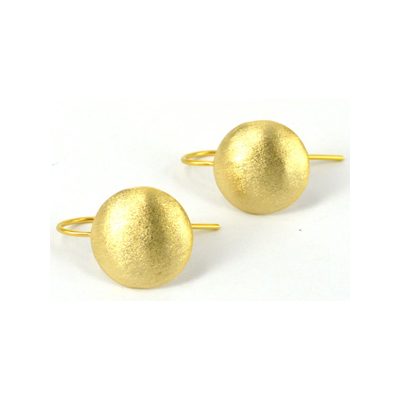 Gold Plate Brass Sheppard 14mm disc with ring at base 1 pair