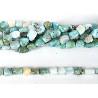 Larimar polished nugget 8x12mm Strand 33 beads per strand