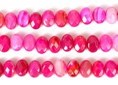 Agate banded dyed pink side drill oval 13x18mmstr 32 beads-beads incl pearls-Beadthemup