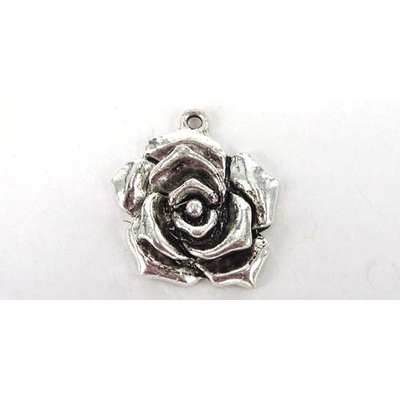Silver Plate Base Pendant 30mm rose 2 pack