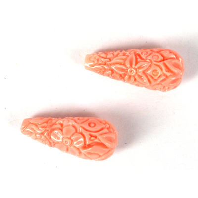 Carved Shell reconstituted Teardrop 8x20mm PAIR