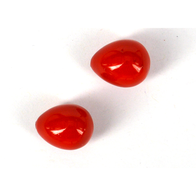Shell based Pearls Red Briolette 13x16mm PAIR